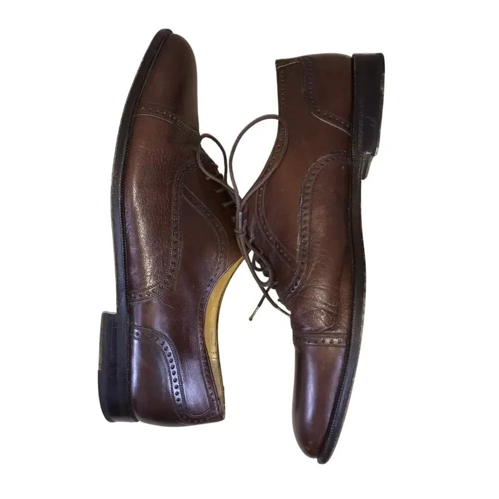 Vintage 90s Mezlan Oxford Dress Shoes Men’s 11 Brown Leather Formal Preppy Spain